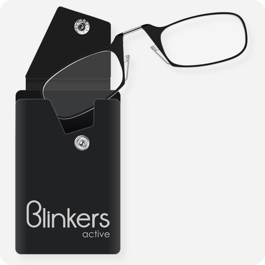 Blinkers Active Mini Armless Thin Frame Reading Glasses & Silicone Case